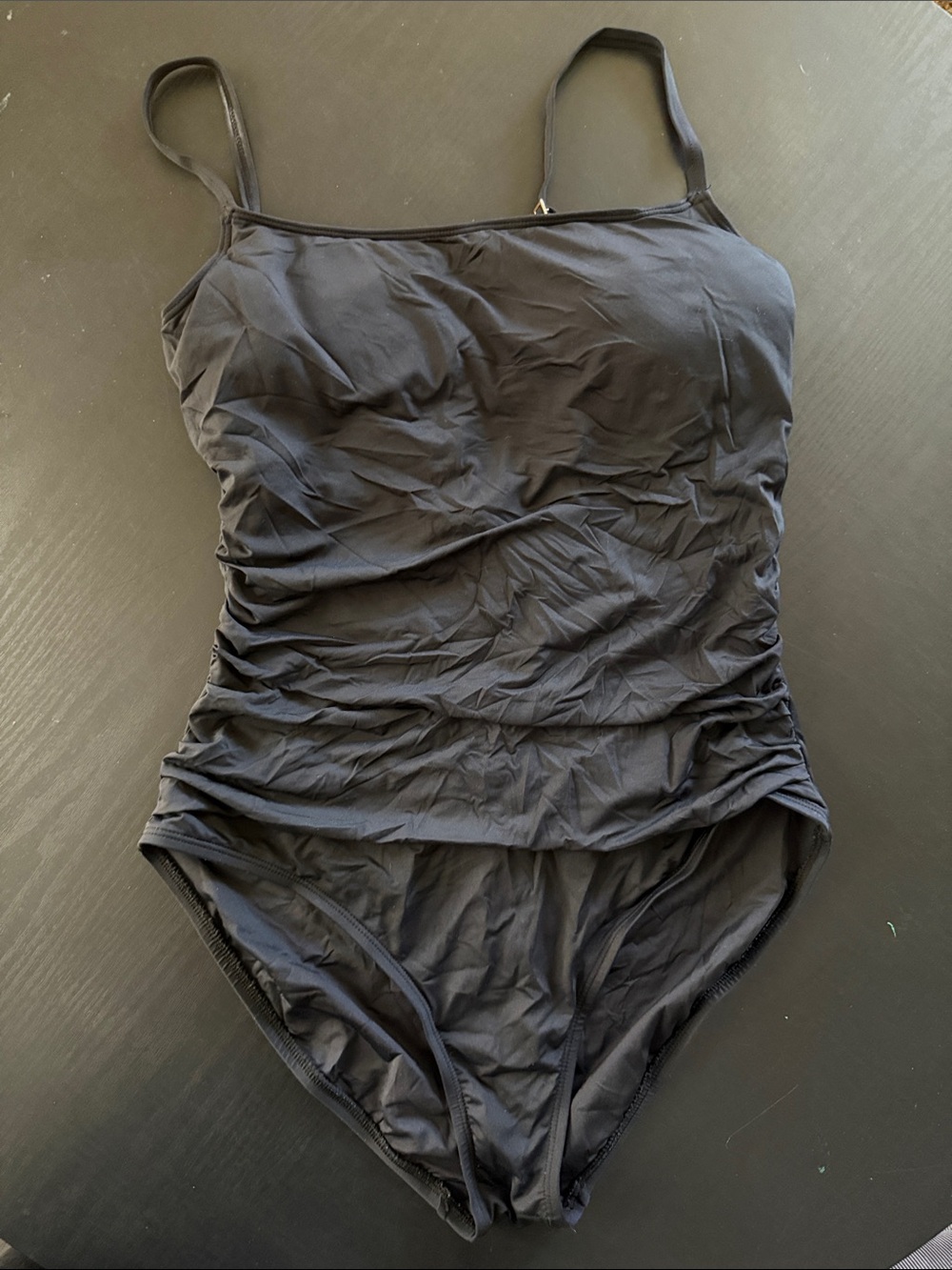 La Blanca Black Ruched Tank One-Piece Swimsuit